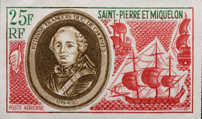 St. Pierre and Miquelon Duc de Choiseul trial color proof stamp